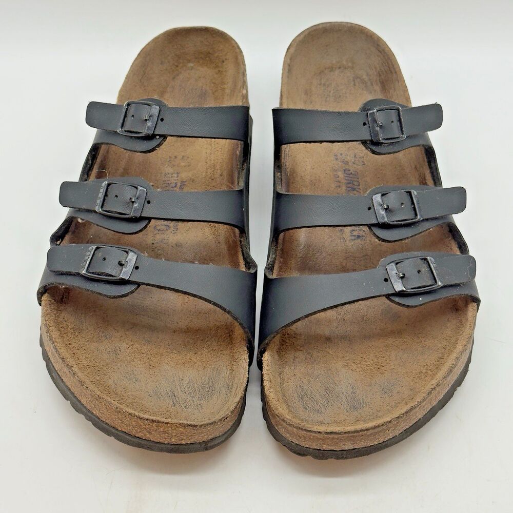 Birkenstock Florida Soft Footbed Sandal EU 40 W 9 - M 7 Black Triple Strap Slide - Picture 5 of 12
